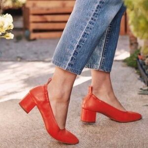 Everlane Bright Red Italian Calfskin Leather Heels